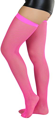 Image of ToBeInStyle Women's Fine Classic Fishnet Thigh High Stretch Nylon Novelty Stockings