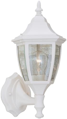 Designers Fountain Waterbury Outdoor Light Fixture, 14.25 Inch Exterior Wall Lantern Sconce for Front Door, Patio and Porch, White, 2462-WH