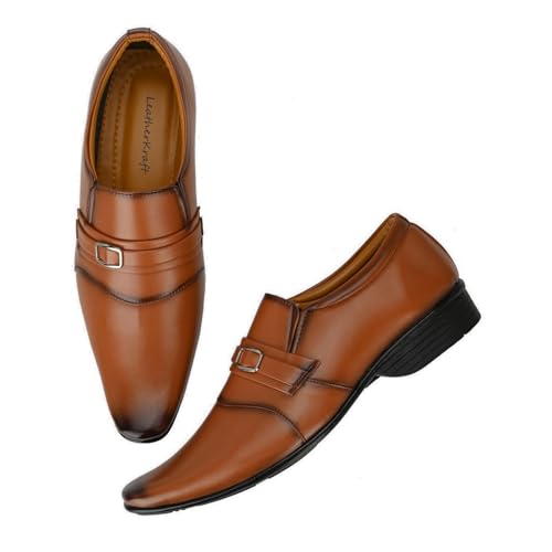 Image of Leatherkraft Formal Slip-On Shoes with Applique Detail