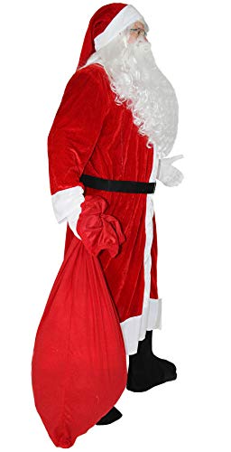 Foxxeo Rotes 6-teiliges Premium Weihnachtsmann für mit Mantel für Herren - Größe M-XXXXL, Größe:XL/XXL