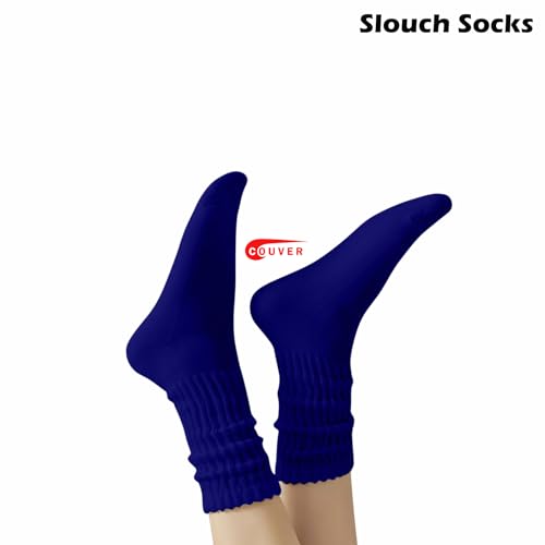 Image of COUVER Womens Scrunched Slouch Socks Soft Cotton Breathable Retro Crew or Knee High, Multiple Colors