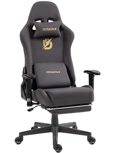 Dowinx ゲーミングチェア ファブリック 通気性 170°リクライニング オットマン付き ロッキング オフィスチェア パソコンチェア デスクチェア ゲーム用チェア ヘッドレスト ランバーサポート ソファーの座り心地 腰が疲れない イス ポケットコ