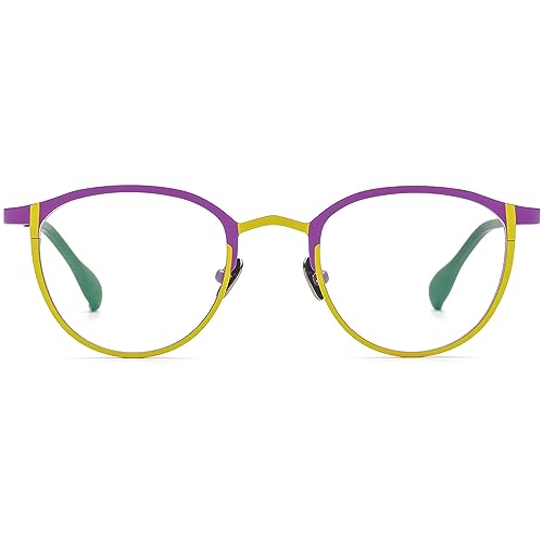 Image of FONEX Colorful Pure Titanium Glasses Frame Women Retro Round Eyeglasses F85782