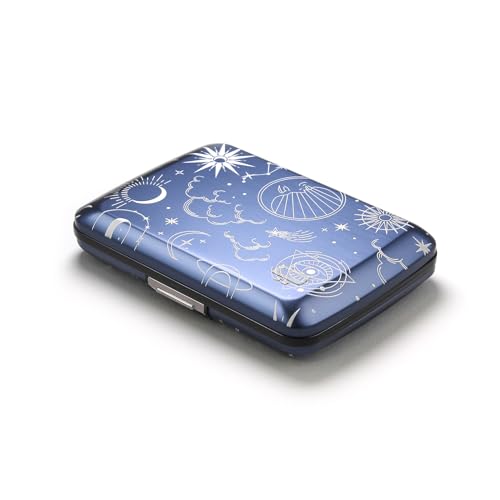 Image of OGON -DESIGNS- Aluminum Card Holder Wallet, RFID Protection. Model : OSLO | Durable & secure metal clasp. One-hand opening with instant card access. Holds up to 10 cards & bills.