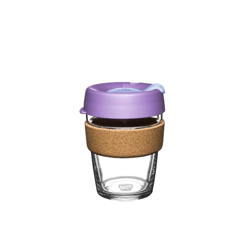 KeepCup Brew Cork, Reusable Glass Tumbler with Natural Cork, Tall Coffee Cup 12oz / 340ml - Moonlight