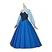 SFWXCOS Women's Princess Mermaid Costume Blue Classic Cosplay Party Dress with Headwear (XL, Blue)