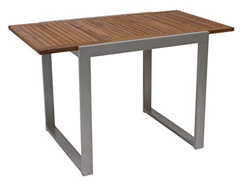gartenmoebel-einkauf gartenmoebel-einkauf Balkon Ausziehtisch Naxos 80/120x70cm, Aluminium Silbergrau + Akazie braun geölt, witterungsbeständig gartenmoebel-einkauf gartenmoebel-einkauf Balkon Ausziehtisch Naxos 80/120x70cm, Aluminium Silbergrau + Akazie braun geölt, witterungsbeständig