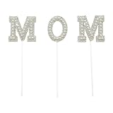 15 Sets White Pearl MOM Cake Toppers Mom Letter Cupcake Cake Decorations for Mother's Day Party Cake Decorations Supplies