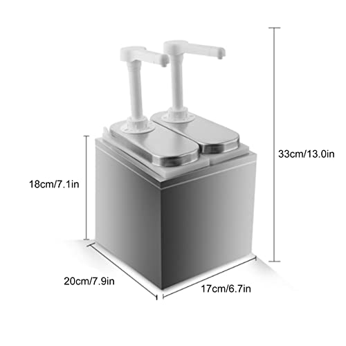 Dispensador de Condimentos, Contenedores de de Bomba, Estación de Plástico y Acero Inoxidable para Cocina y Hogar (Bomba Doble 1L)