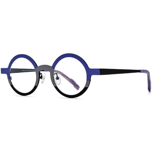 Image of FONEX Colorful Pure Titanium Glasses Frame Women Retro Round Eyeglasses