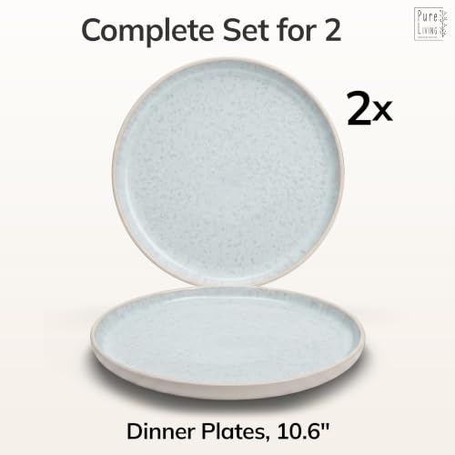PURE LIVING INTERIOR DESIGN Lot de 2 assiettes à dîner en grès – Élégantes assiettes à gâteau – Lavables au lave-vaisselle, micro-ondes, résistantes aux rayures – 2 pièces – vue 6