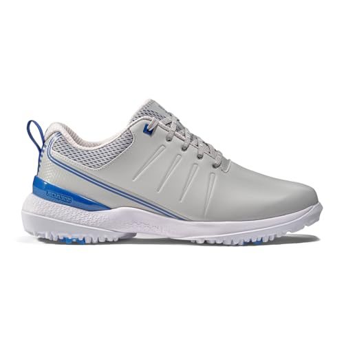 SQAIRZ SPEED2 LT Mens Golf Shoes Designed for Balance & Performance Replaceable Spiked Waterproof Golf Shoes Mens Grey/Blue LT 14