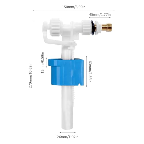 Spülkasten WC Füllventil, Universal Spülkasten Ersatzteile, G1/2 Messing Anschluß, Spülwassermenge regulierbar, Effizient, Kunststoff, Wasserersparnis