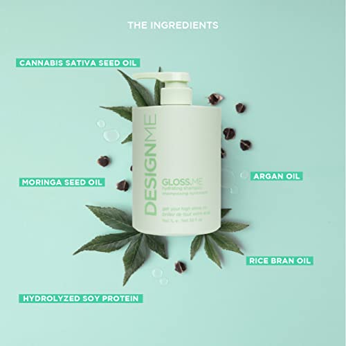Designme Gloss.me Hydrating Shampoo | Hemp & Argan Oil Shampoo Adds Softness & Shine | Straight, Wavy, Or Curly Hair Shampoo | Sulfate-Free & Color-Safe Moisturizing Shampoo For Dry Hair, (32 Fl Oz) #TOP1
