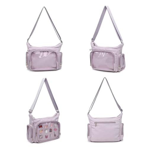 Image of Canvas Ita Bag Crossbody Shoulder Bag Kawaii Purses and Handbags with Anime Pins Display Medium