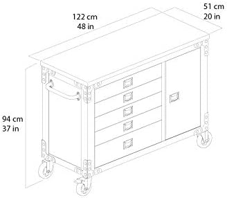 Diagram showing the dimensions of the Duramax tool chest