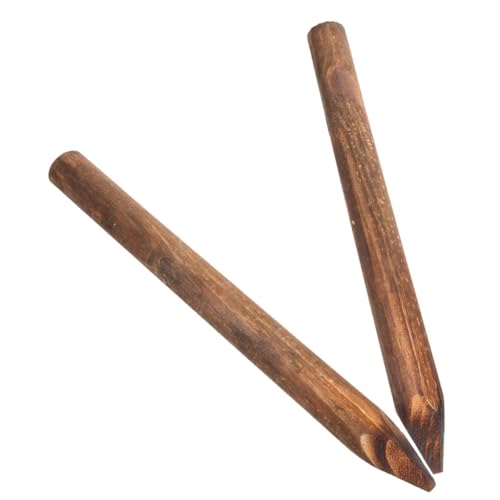 OFFSCH 2pcs Carbonized Wood Garden Fence Poles for Tree Support and Flower Bed Edging Decorative Edging Posts for Park and Road Stability Natural Rustic Appearance