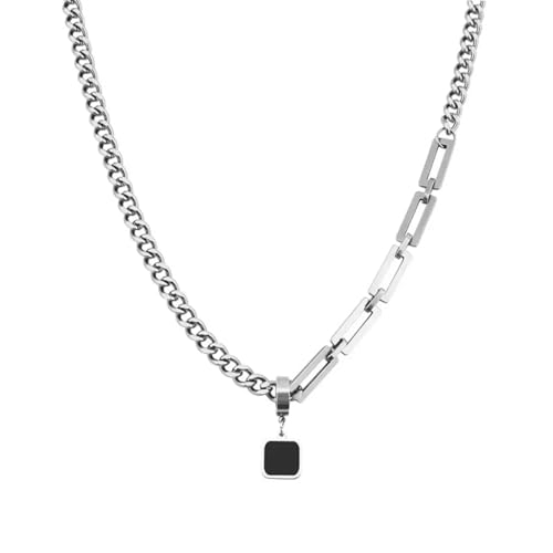 Collier homme anti-ternissement en acier inoxydable chaîne asymétrique pendentif
