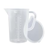 YONGHS Plastic Measuring Cup Large Capacity Graduated Water Pitcher Jug for Cold Water Ice Tea Juice Beer Transparent with Lid 1000ml