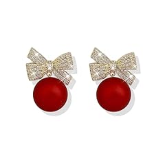 B4-red bow earrings