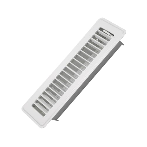 Howeall 2 x 10 Floor Register - Heavy Duty Steel Walkable Floor Vents - Easy Adjust Air Supply Lever - Vent Covers for Home (White)