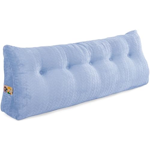 Image of easedeco Large Triangular Wedge Headboard Pillow Large Bolster Headboard Back Support Backrest Positioning Reading Pillow for Sitting with Removable Cover