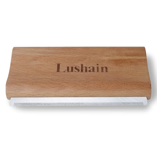 Lushain Deshedding Brush for Horse, Dogs & Cats | Pet Grooming Brush | Removes Loose Fur, Dirt & Hair | Detangle | Undercoat | Cat & Dog Brush - Nature wood
