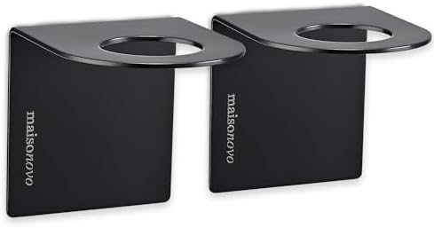 MaisoNovo Adhesive Bottle Holder for Soap Dispenser | Drill-Free Shower Bottle Holder | Shampoo Bottle Holder Set of 2 - Black