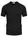 COOFANDY Men's Knit Shirts Short Sleeve Casual Button Down Polo Shirt Summer Beach Tops, Black, Medium