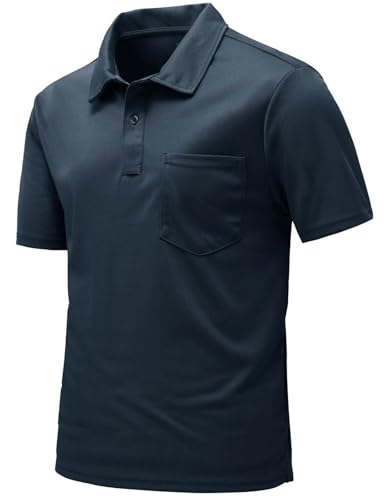 Image of Rdruko Men's Polo Shirts Short Sleeve Quick Dry Outdoor Golf Sports Shirts with Pocket