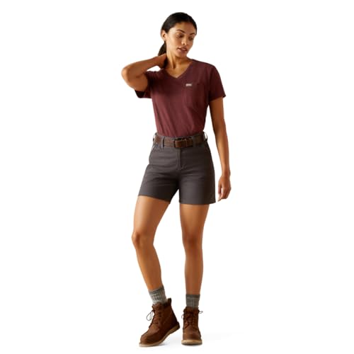 Image of ARIAT Women's Rebar Perfect Rise Made Tough 6 inch Short, Rebar Grey, 25