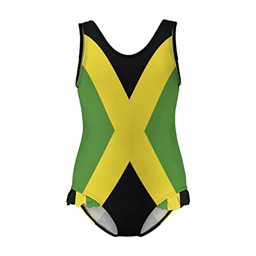 One-Piece Bathing Suit for Girls Jamaican Flag Swimwear Beachwear Summer Beach Bathing Suits for Girls 10-12Y（150cm）