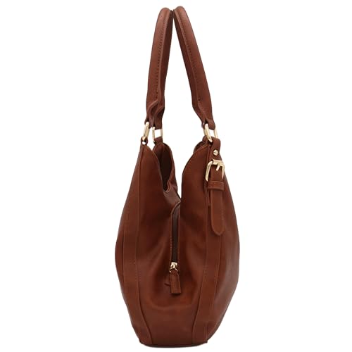 Lightweight 3 Compartment Faux Leather Medium Hobo Bag3