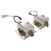 12V Solenoid Cabinet Lock 2-Pack Fail-Unlocked Electric Drawer Lock, Normally Open Latch for Lockers, Mailboxes, Access Control, Smart Home & Security Systems