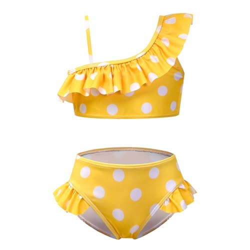 CHILDRENSTAR Girls One Shoulder Swimsuits Kids Two Piece Bathing Suits Beach Pool Swimwear