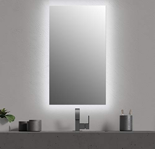 Seura 24 x 42 inch Halo LED Lighted Bathroom Mirror, Wall Mounted + Frameless + Dimmable