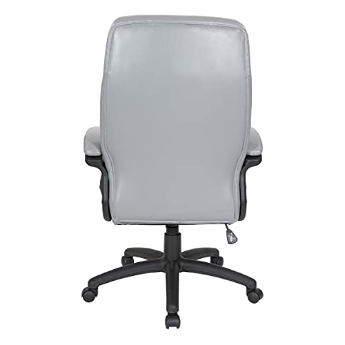 Office Star EC Series Executive High Back Bonded Leather Office Chair with Thick Padded Seat, Locking Tilt Control, and Nylon Loop Arms, Charcoal - Thumbnail 7
