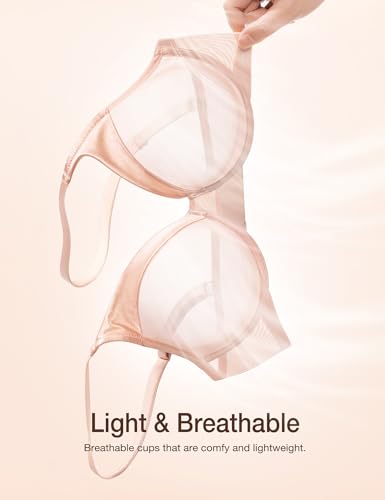 Image of Wingslove Women's Sheer Lace Bra Demi Through Mesh Bralette Unlined Underwire Support Non Padded