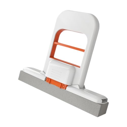JISADER Fregona compacta autoescurrible con Cabezal de Esponja y Barra exprimidora. Gran absorción para rincones Estrechos, Blanco Naranja