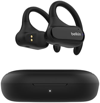 Belkin SoundForm ClearFit Open-Ear Wireless Earbuds, lichte langdurig comfortabele draadloze oordopjes, waterbestendig (IPX5), draadloze oortjes voor sport, hiken, fietsen, hardlopen en meer - Zand