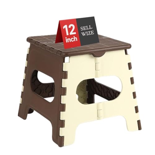 Image of 12-Inch Super Strong Folding Step Stool for Adults & Kids - Foldable Sitting Stool for Home, Kitchen, Garden, Travel - Durable Plastic Feces for Home Use (12 INCH Stoll)