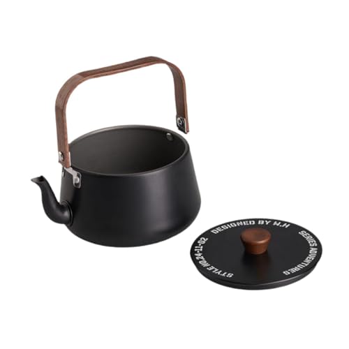 Aymzbd Camping Kettle Boiling Water Teapot Lightweight Versatile with Handle Teakettle Camping Pot for Fishing Mountaineering Picnic, Black