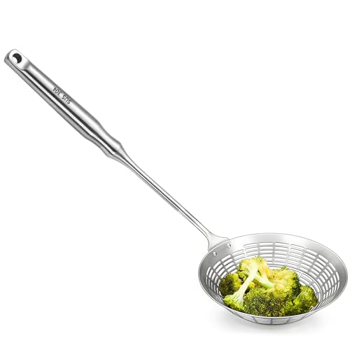 Espumadera de Freír | Acero Inoxidable Ranurado Antideslizante | Cuchara ranurada de acero inoxidable tipo araña para cocina,para Pasta Fideos Patatas Fritas Empanadillas Verduras Freír Cocinar Prepar
