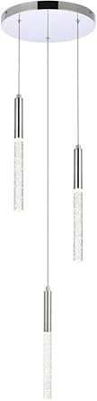 Elegant Lighting Luxurious Ruelle 3 Lights Pendant for Living Room, Kitchen, Bedroom &amp; Hallway, Chrome