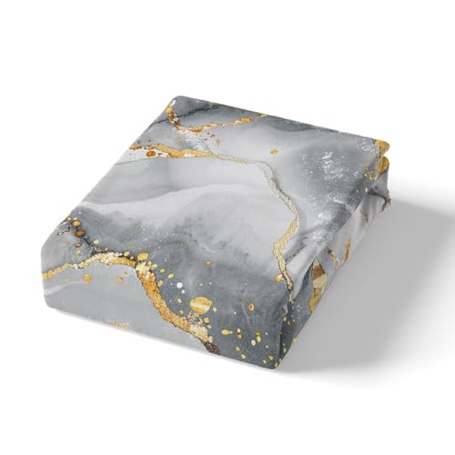 feelingyou Grey Marble Duvet Cover Set Double White Grey Gold Glitter Comforter Cover Abstract Stone Texture Bedding Set 3pcs for Kids Boys Teens Room Decor Marbling Bedspread with 2 Pillowcases - Image 4
