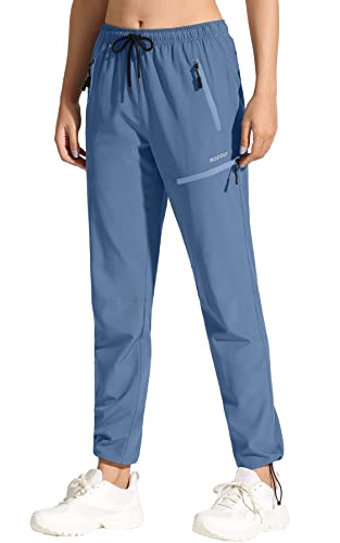 MOCOLY Pantalones Trekking Mujer Pantalón de Senderismo Acampar Pantalon Montaña Cargo Protección UV Exteriores con Bolsillos de Utilidad Cremallera Largo Azul púrpura XXL