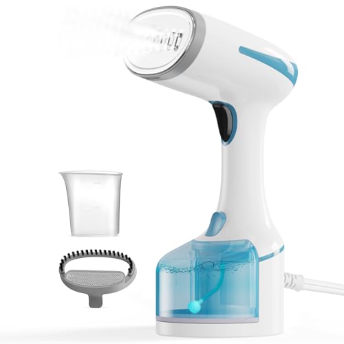 DBC Steamer for Clothes 1500W, 20S Fast Heat-up Portable Handheld Steamer for Clothes, 2 in 1 Fabric Wrinkle Remover with Fabric Brush, 250ml Water Tank, Ideal for Home, Office, Travel, Blue