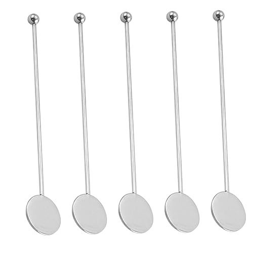 CONGARTENO 5pcs Stainless Steel Milk Powder Sticks Long Handle Swizzle Stirrers for Milk Tea Cocktails Syrups for Home Cafe Restaurant Bar Use