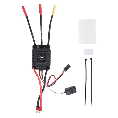Brushless RC ESC Electronic Speed Controller High Performance Efficiency Smooth Throttle Response for 1/10 1/12 1/14 1/16 RC Cars 2 to 3S Lipo Battery (60A)