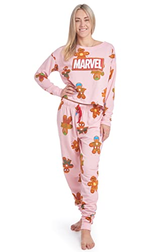 Marvel Avengers Gingerbread Hulk Captain America Iron Man Christmas Womens Pajama Shirt And Pants Pink Medium #TOP11